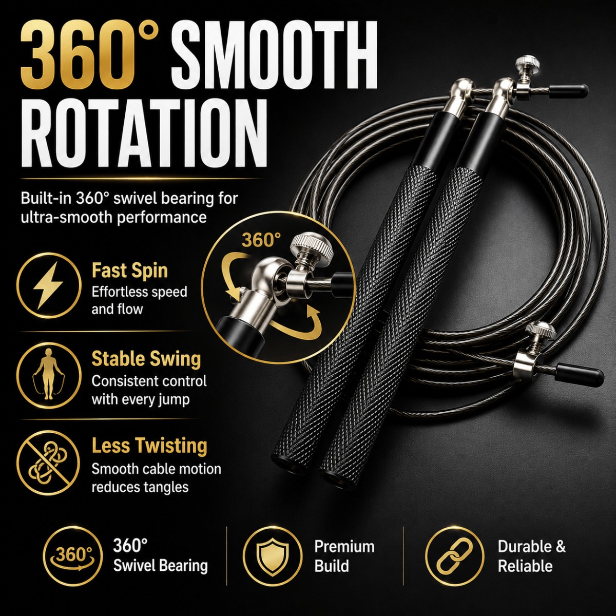 Jump Rope Speed Bearing - 360 Degree Ball Bearing Speed Jump